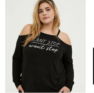 Torrid 3X French Terry Cold Shoulder Long Sleeve Active Sweatshirt